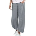 thumbnail image 3 of qolati Women's Cotton Linen Pants Lightweight High Waisted Wide Leg Palazzo Pant Comfy Casual Loose Lounge Trousers with Pocket, 3 of 6