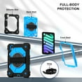thumbnail image 3 of Case for iPad mini 6th Gen 8.3" 2021, Rugged Shockproof Case with Crossbody Strap & Pencil Holder [360° Rotating Hand Strap] & Stand, Case for iPad mini 6th Gen 8.3" 2021, Black+Blue, 3 of 10