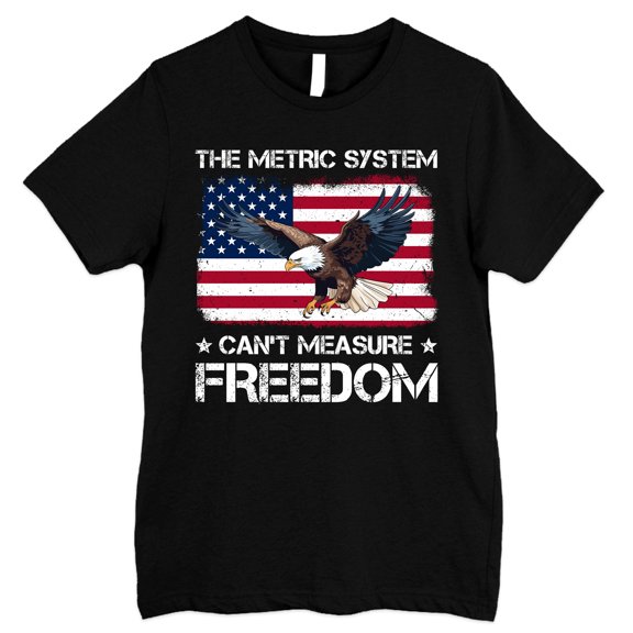 FLAGWIX Patriotic Eagle Gifts - The Metric System Can't Measure Freedom, 4th Of July Gifts - Mens Shirts