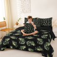 thumbnail image 3 of Feelyou Rustic Bass Fish Bedding Comforter Set for Kids Boys Girls, Gothic Lake Animal Queen Bedding Sets, Black Green, Black Reversible, 7pcs, 3 of 7