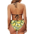 thumbnail image 6 of Uourmeti Tropical Banana Print Halter Neck Bikini Set - Two Piece Triangle Swimsuit with Tie Side Bottoms - Sexy Quick Dry Bathing Suit for Beach Vacation, 6 of 9