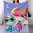 thumbnail image 1 of Manta SuperKitties de franela suave y acogedora con dibujos animados para niños y niñas, mantas de vellón cálidas de lujo para sofá, cama, camping, viajes, 40 x 50 pulgadas, 1 of 8