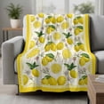 thumbnail image 2 of Yellow Summer Lemon Blanket Soft Cozy Warm Throw Blanket for Couch, Plush Fuzzy Flannel Fleece Blankets for Sofa, Summer Botanical Watercolor Bed Blankets Lightweight Gifts for Women, 30"x40", 2 of 9