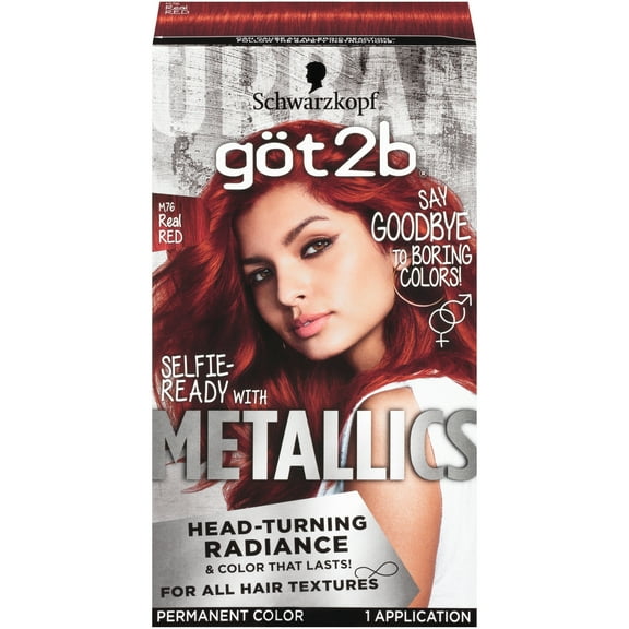 Schwarzkopf Got2b Metallic Permanent Hair Color, M76 Real Red