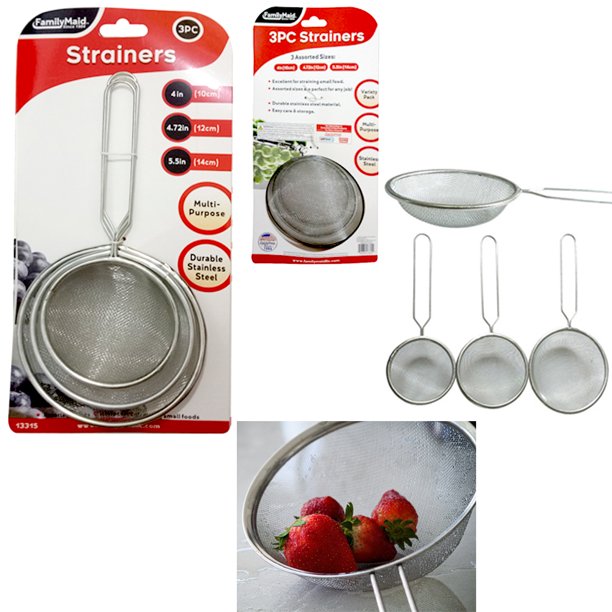 3 Pc Multi Purpose Strainer Handle Mesh Colander Sieve Flour Sifter