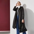 thumbnail image 3 of Gabardina de piel de oveja auténtica de Tayikistán para mujer 2024, chaqueta auténtica, cortavientos largo, chaquetas de gran tamaño con capucha, 3 of 5