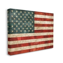 Stupell Industries US American Flag Wood Textured Design Canvas Wall Art by Luke Wilson