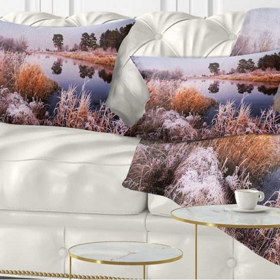 Designart 12" x 20" White Polyester Throw Pillow