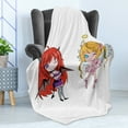 thumbnail image 4 of Anime Soft Flannel Fleece Throw Blanket, Angel Wings and Demon Girl Horns Fairytale Comic Japanese Manga Art Print, Cozy Plush for Indoor and Outdoor Use, 50" x 60", White, by Ambesonne, 4 of 5