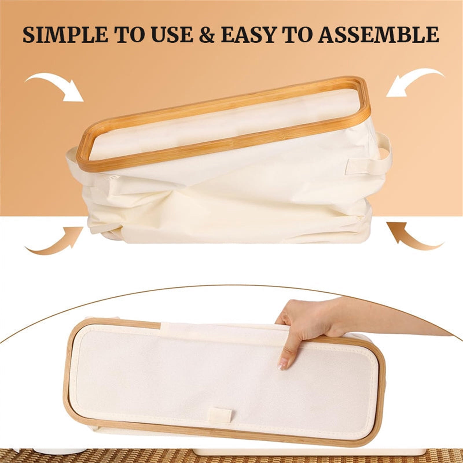 WNFJR Toilet Paper Storage Basket with Lid, Bamboo Toilet Paper Storage Holder Stand Organizer for Bathroom, Toilet Paper Storage Box Container with Handle, Tissue Holder Bin for RV Closet