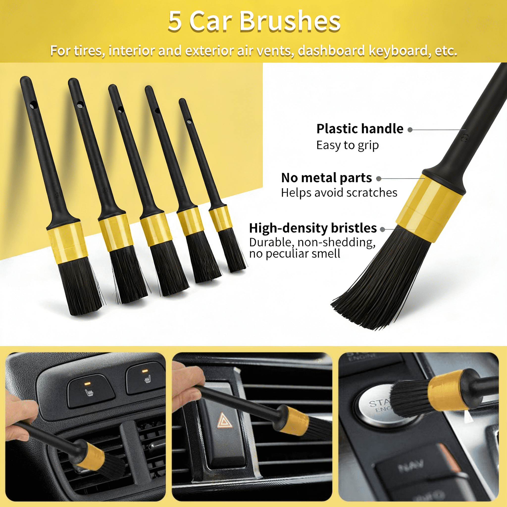 35Pcs Car Detailing Brush Set, Car Detailing Kit, Auto Detailing Drill Brush Set, Car Detailing Brushes, Car Wash Cleaning Tools Kit for Interior, Exterior, Wheels