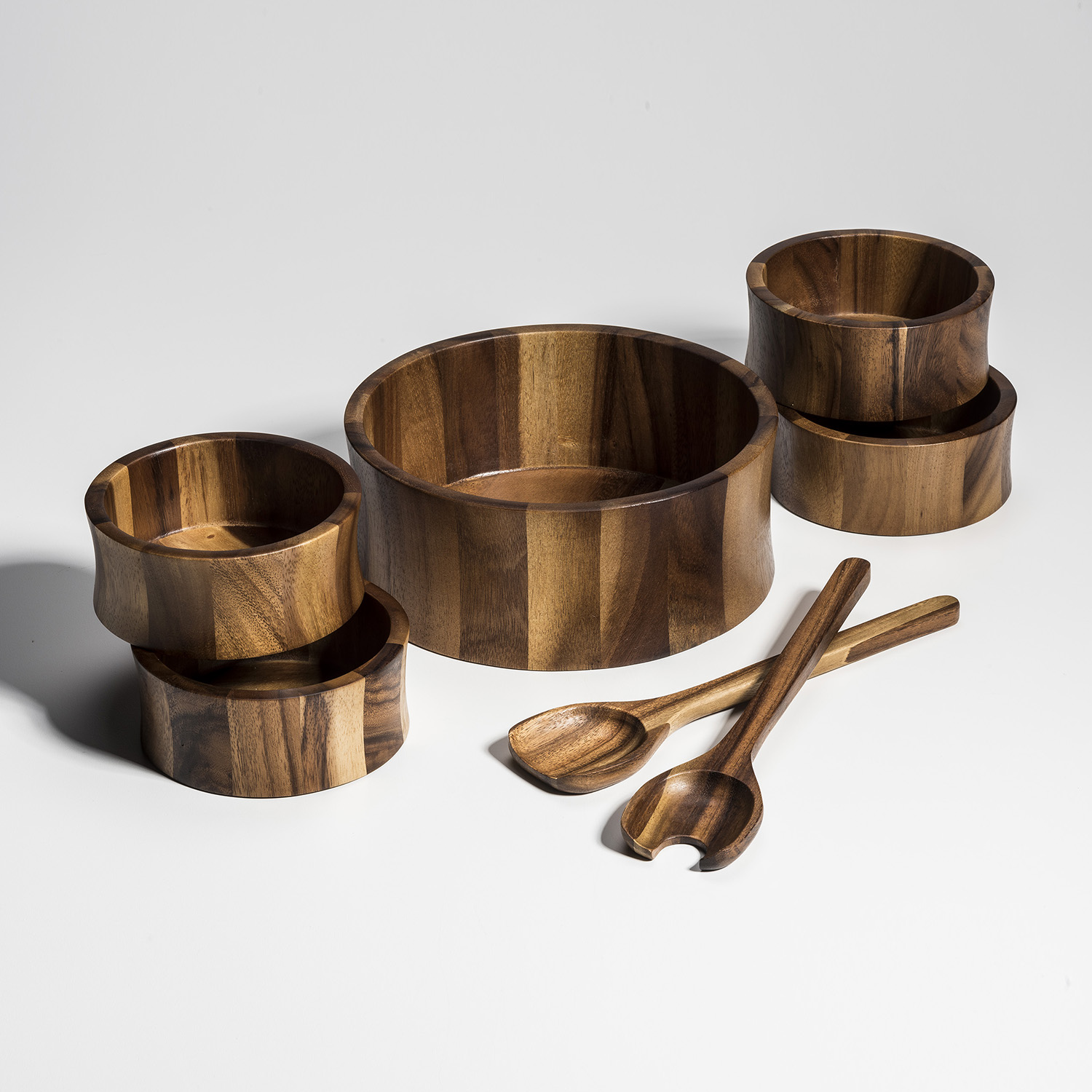 Kalmar Home 328B 7 Piece Large Salad Bowl with Servers and 4