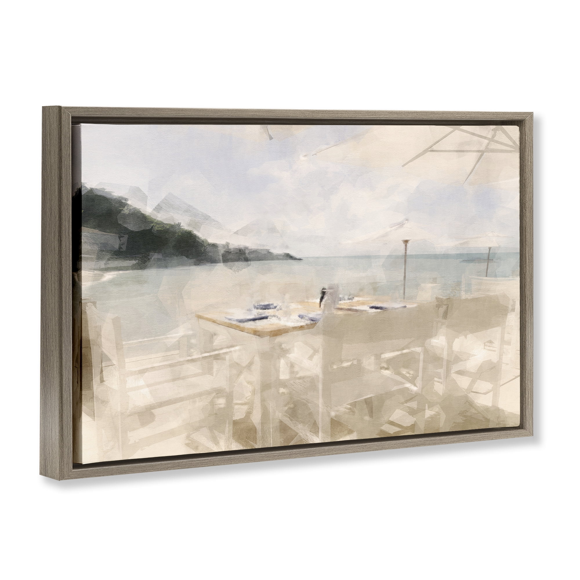 Stupell Industries Table By The Sea Brown Framed Floater Canvas Wall Art, design by Noah Bay