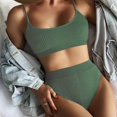 thumbnail image 3 of Lopeceal Women Swimsuit 2-Piece Ribbed Bikini Set Adjustable Strap Bathing Suits Swimwear, 3 of 5