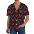 thumbnail image 3 of Honeii 's Red Rooster for men's short-sleeved button-up collared shirt featuring a pocket, perfect for beach vacations, and travel adventures., 3 of 5