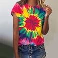 thumbnail image 2 of DAFPZW Women Casual Short Sleeve Rainbow T-Shirts Crew Neck Cute Colorful Tie Dye Print Tunic Tops Basic Tees Blouses, 2 of 5
