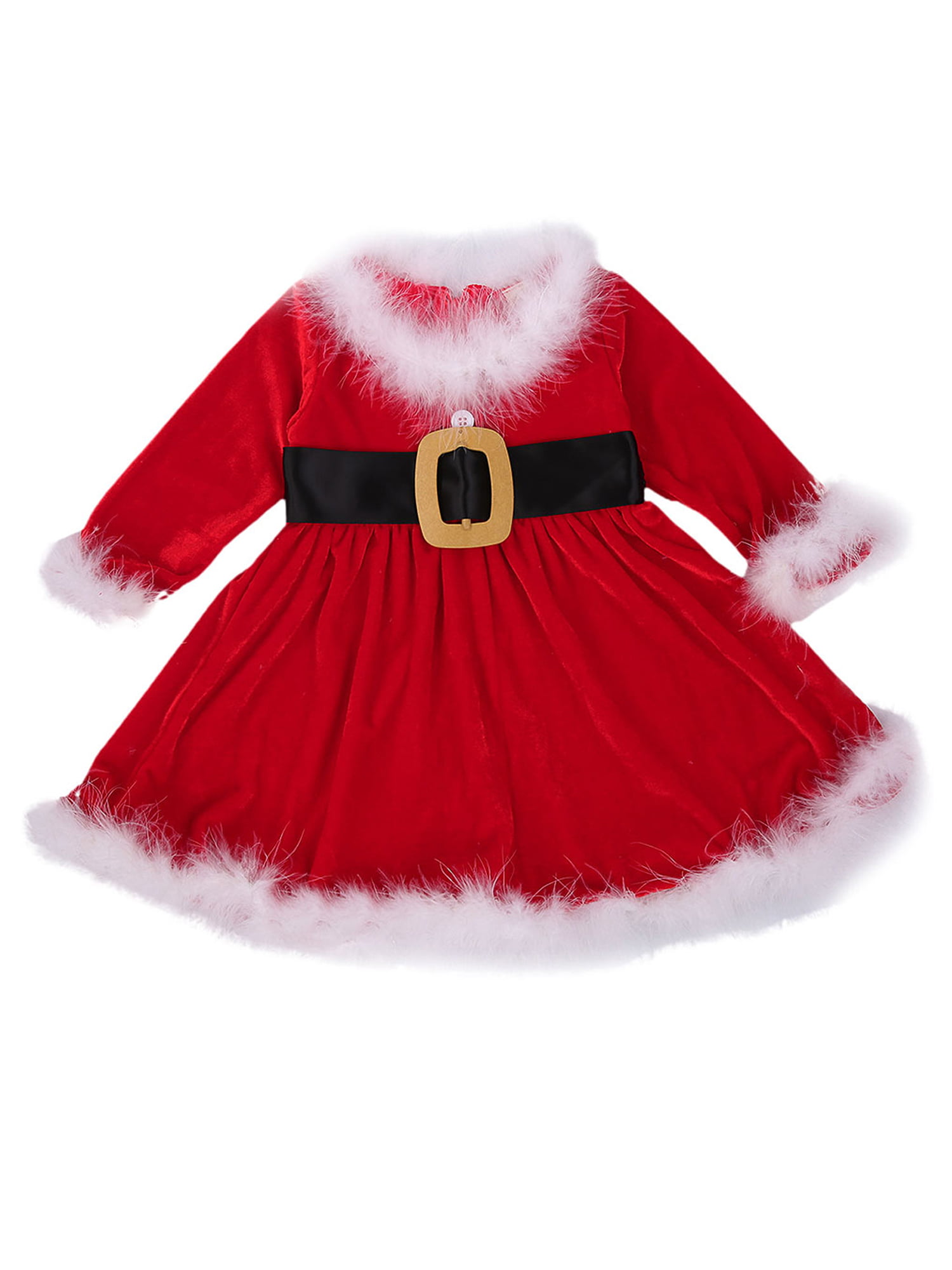 Toddler Girls Kids Christmas Costumes Santa Red Princess Dresses Outfits Costume 
