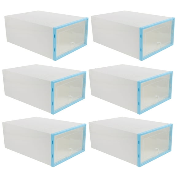 OFFIGAM 6PCS Clear Plastic Shoe Containers Keep Shoes Clean for Closets