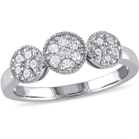 Miabella 1/4 Carat T.W. Diamond Sterling Silver Cluster Ring