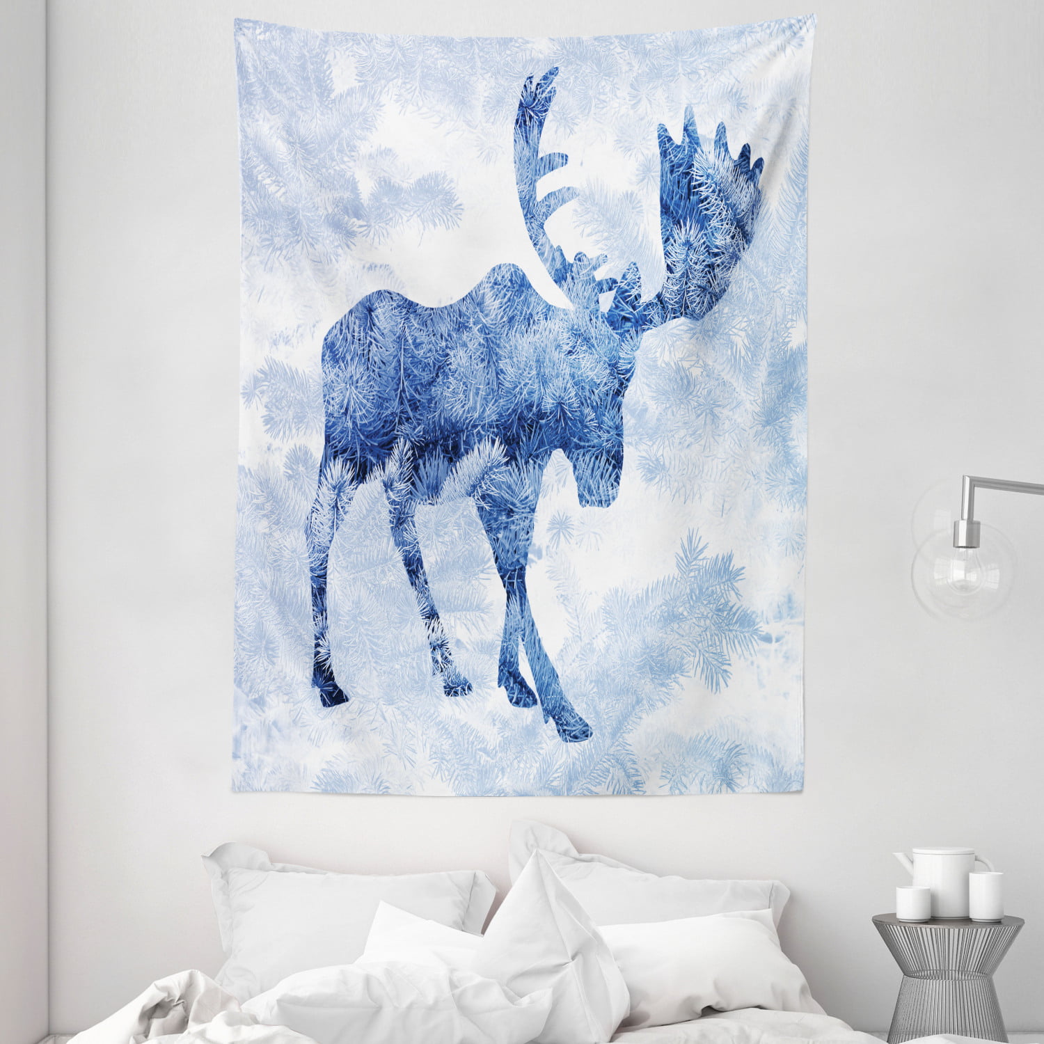 Snow Forest Pattern Tapestry New Room Wall Hanging Decor Art Tree Deer Tapestry 