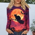thumbnail image 4 of Ounisa Women's Halloween Print Crew Neck Long Sleeve Top, Soft Casual Pullover with Fun Graphic for Fall Season, 4 of 6