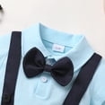 thumbnail image 5 of Younger Tree Toddler Boy Formal Outfit Summer Short Sleeve Button T-Shirts Bowtie Suspender Shorts Suits Clothes Set for 6-12 Months, 5 of 8