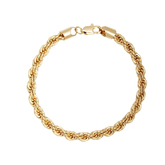 Pulsera Torzal 6mm ancha para caballero 22cm Chapa de Oro 18K Horoz WH607