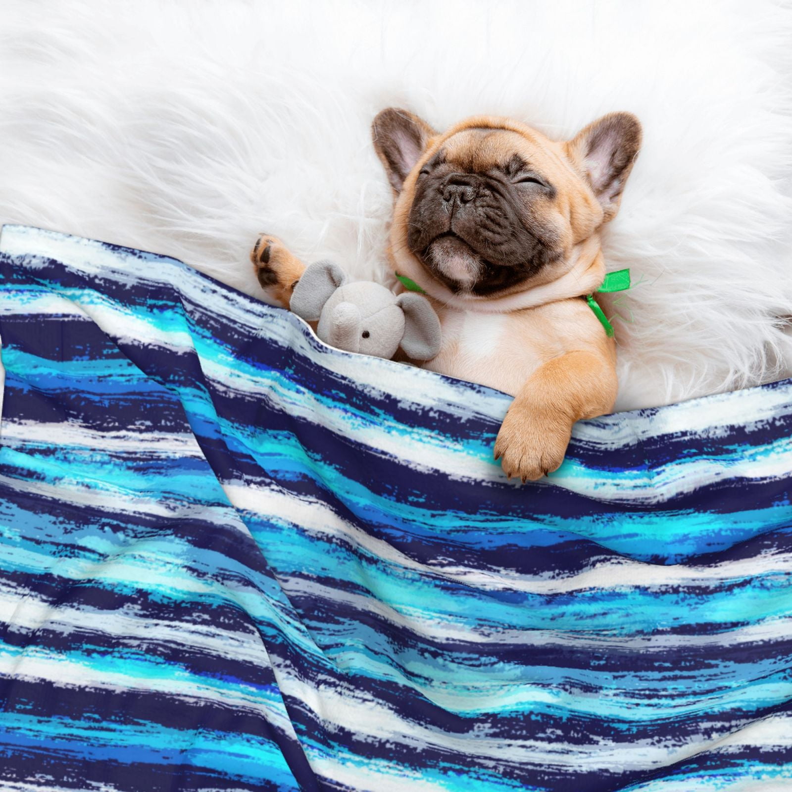 Naloa Ice Blue Stripes Dog Blanket, 3 Sizes Cat Blanket for Indoor Cats Large Medium Small Dog Gifts-Large