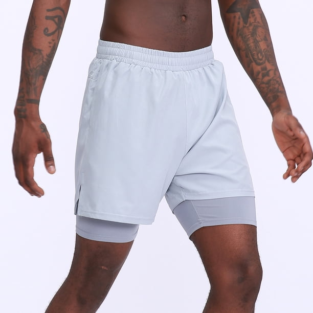 Pantalones cortos deportivos 2 en 1 para hombre Pantalones cortos con bolsillos de secado rápido par Abanopi Shorts deportivos para hombre