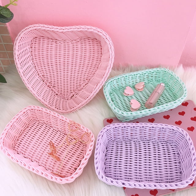 Trayknick Storage Basket Exquisite Shape Large Capacity PP Colorful Sundry Storage Organizer Box Photography Prop for Home Purple Hearts