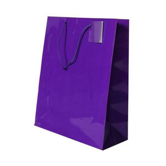 JAM Paper Glossy Gift Bags, 10 x 13 x 5, Purple, 3/Pack, Large