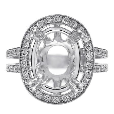 0.80 Carat  Oval Diamond Engagement Ring 18K White Gold Mount