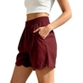 thumbnail image 7 of Women's Soft Cotton Elastic Waistband Shorts with Pockets, Pull On Casual Summer Bottoms with Relaxed Fit, Comfortable Everyday Shorts with Tummy Control for Active Walking,, 7 of 7