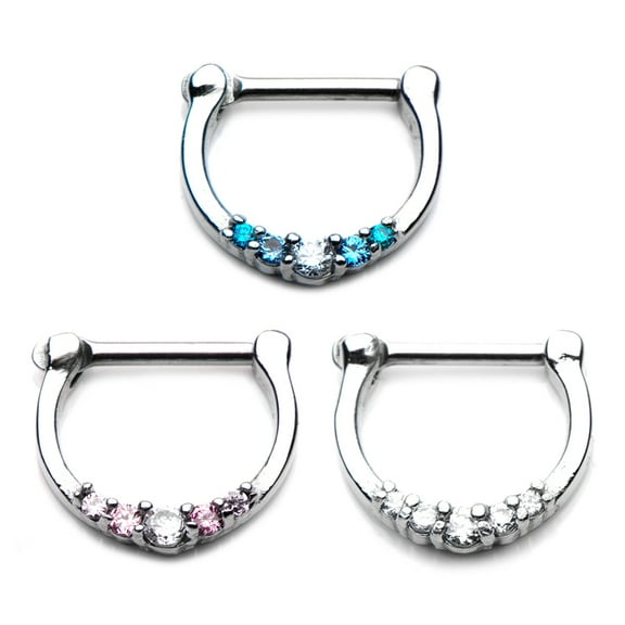 SEPTUM CLICKER NOSE RING 16G (A) Clear