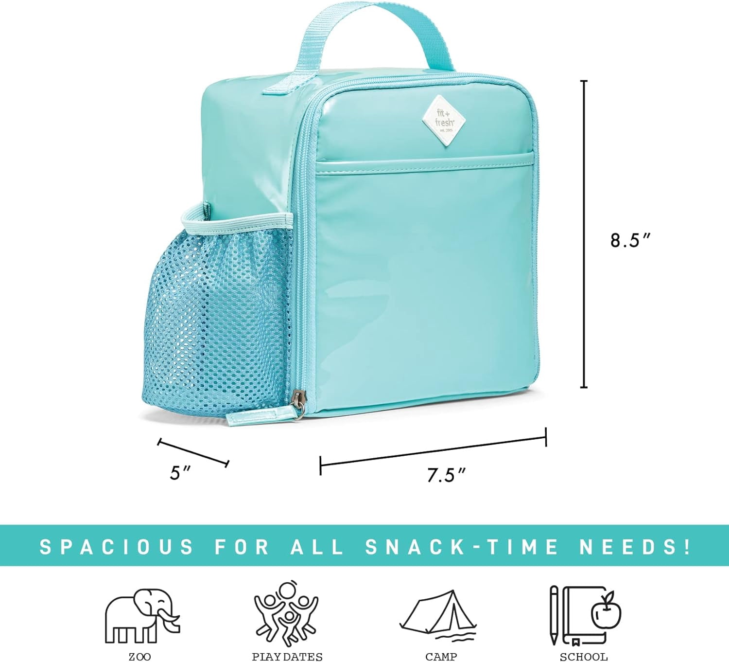 Fit+Fresh DIY Sticker Insulated Lunch Box for Kids, Lunch Box for Girls, Lunch Box for Boys,Teal