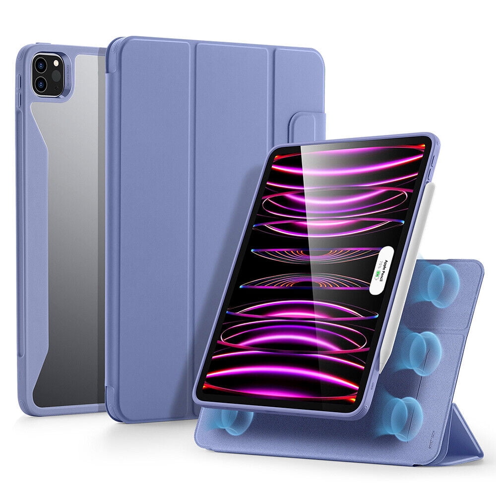 ESR Hybrid Case Compatible with iPad Pro 12.9 Inch (2022/2021), iPad Pro 12.9 Case with Pencil Holder, Detachable Magnetic Cover, Vertical Stand, Rebound 360 Series, Purple