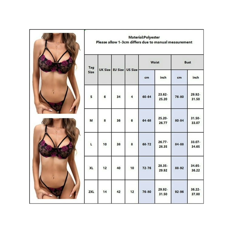 JustVH Women 2Pcs Sexy Thin Cup Gather Bra Panties Lace Lingerie Sets 