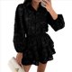 thumbnail image 1 of Conjunto de 2 Piezas de Blusa de Encaje para Mujer, Camisetas, Tops, Pantalones Cortos Ajustados, Ropa Deportiva para Fiesta y Club. Negro S, 1 of 8