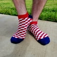 thumbnail image 2 of Red, White Blue 3D Cubed Patterned Ankle Socks (Adult Large - Men's Shoe Sizes 8-12), 2 of 3