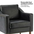 thumbnail image 7 of Upholstered Accent Chair Faux Leather Armchair Removable Cushion Lounge Sofa Nailhead Trims Solid Wood Legs Living Room Black, 7 of 7