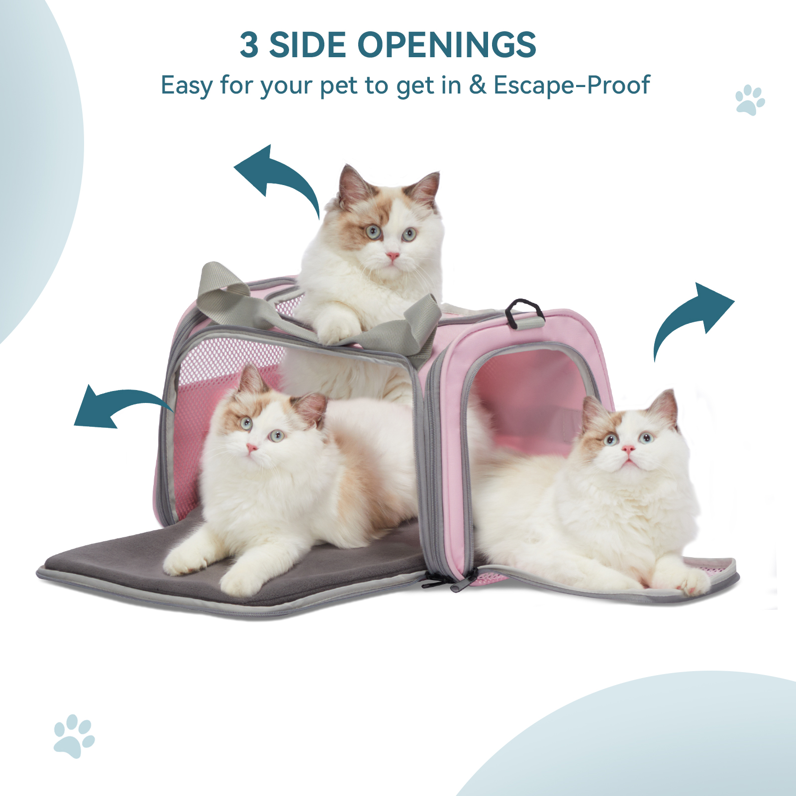 Petsfit Airline Approved Cat Carrier, Soft-Sided, Pink photo 3