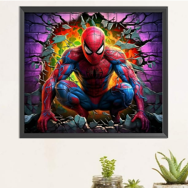 Peggybuy 5D DIY Full Round Drill Diamond Painting Breaking Wall et Spiderman  Home Decor 