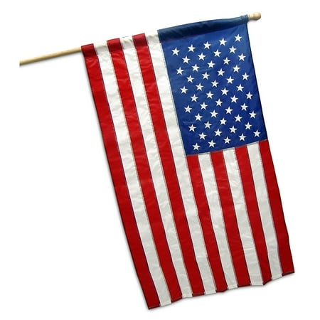 G128 – 2.5x4 feet American Flag | Embroidered 210D with POLE SLEEVE (No Pole) – Embroidered Stars, Sewn Stripes, Brass Grommets, Indoor/Outdoor, Vibrant Colors, Quality Polyester, US USA Flag