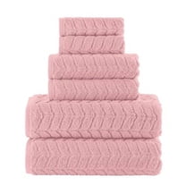 Luxury 6Piece 100 Turkish Cotton Jacquard Braided Textured Premium Hotel Quality Towel Set Soft and Absorbent Includes 2 Bath Towels 2 Hand Towels and 2 Washcloths Dusty Rose