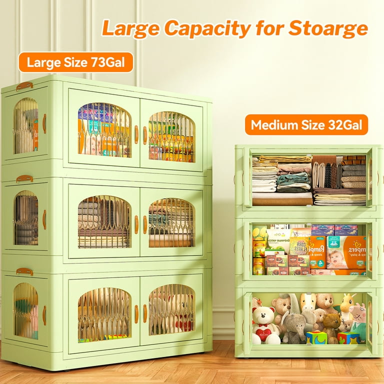 Bomutovy Storage Bins, Collapsible Storage Bins, Plastic Storage Bins for Closet Organizer, 7 Grid Folding Storage Box, Stackable Toy Storage Bins