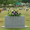 thumbnail image 2 of Sympathy Silks Artificial Cemetery Flowers 30" Yellow Tulip/Purple Iris Cemetery Saddle, 2 of 9