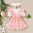 thumbnail image 5 of Herrnalise Infant Baby Girls Floral Print Romper Bodysuit+Suspender Skirts Outfits Set, 5 of 9