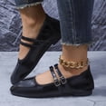 thumbnail image 2 of HomeDM Womens Mary Jane Ballet Flats Ankle Strap Dressy Comfortable Closed Toe Flats Wedding Dress Shoes, Black Size 8.5, 2 of 9