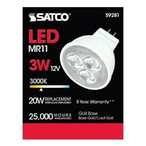 Satco S9281 LED MR11 Light Bulbs 3 Watt 12 Volt AC/DC 3000K 210 Lumen GU4 Bi-Pin Base (12 Pack)