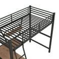 thumbnail image 6 of Loft Bed Twin Size with Desk, Twin Loft Bed with 13" High Full Length Guardrail and 4 Steps, Built-in Under Bed Shelf, Heavy Duty Metal Loft Bed Twin, Twin Size Loft Bed for Teens, Adults, Black, 6 of 9